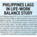 Philippines lags in life-work balance study