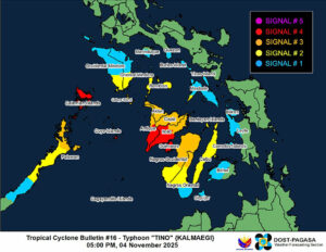 Tino still threatens large parts of the country, to hit Palawan on Wednesday