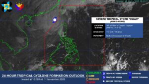 Uwan exits PAR, may re-enter on Wednesday